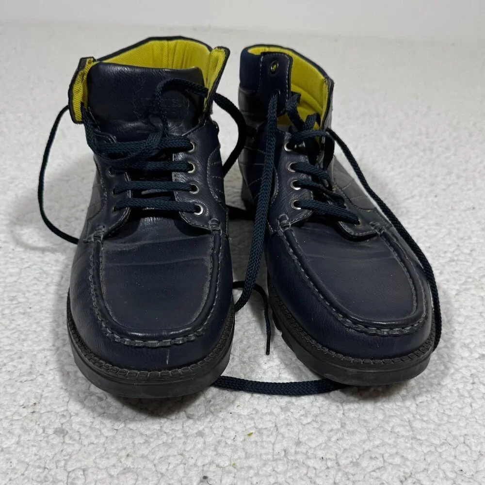 Vikings Men's Blue Leather Casual Work Hiking Boots - 11M Outdoor Gorpcore